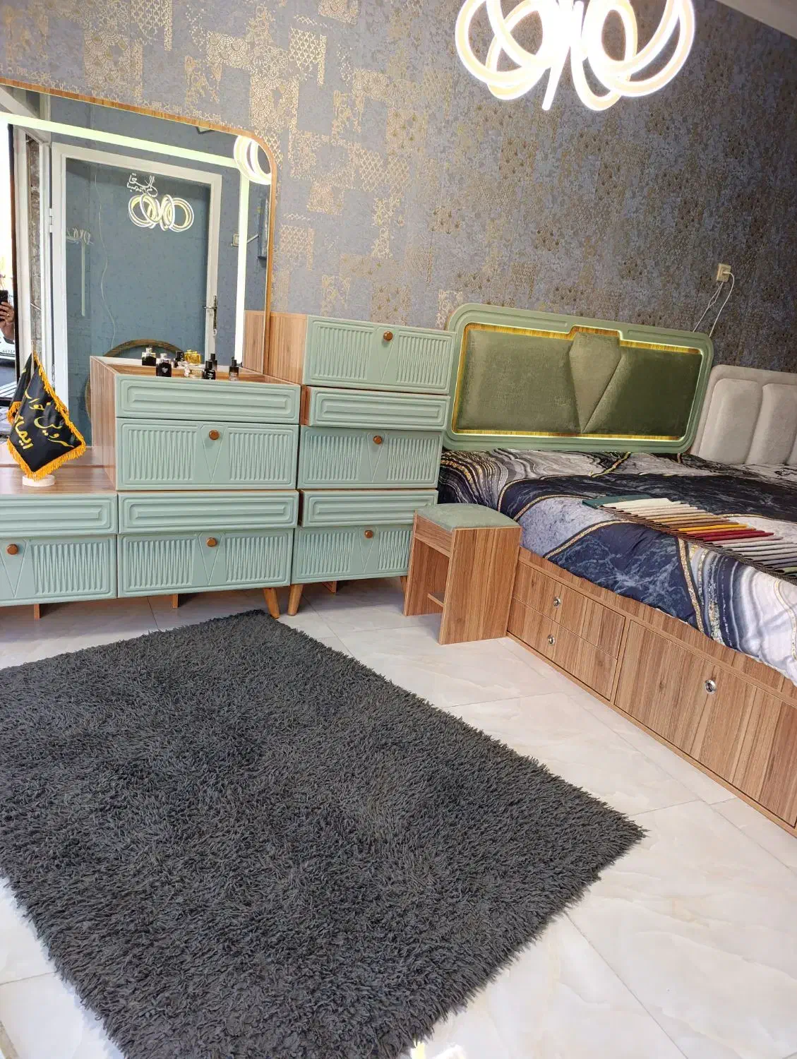 فروش سرویس خواب دونفره مدل الماس|تخت و سرویس خواب|مشکیندشت, |دیوار