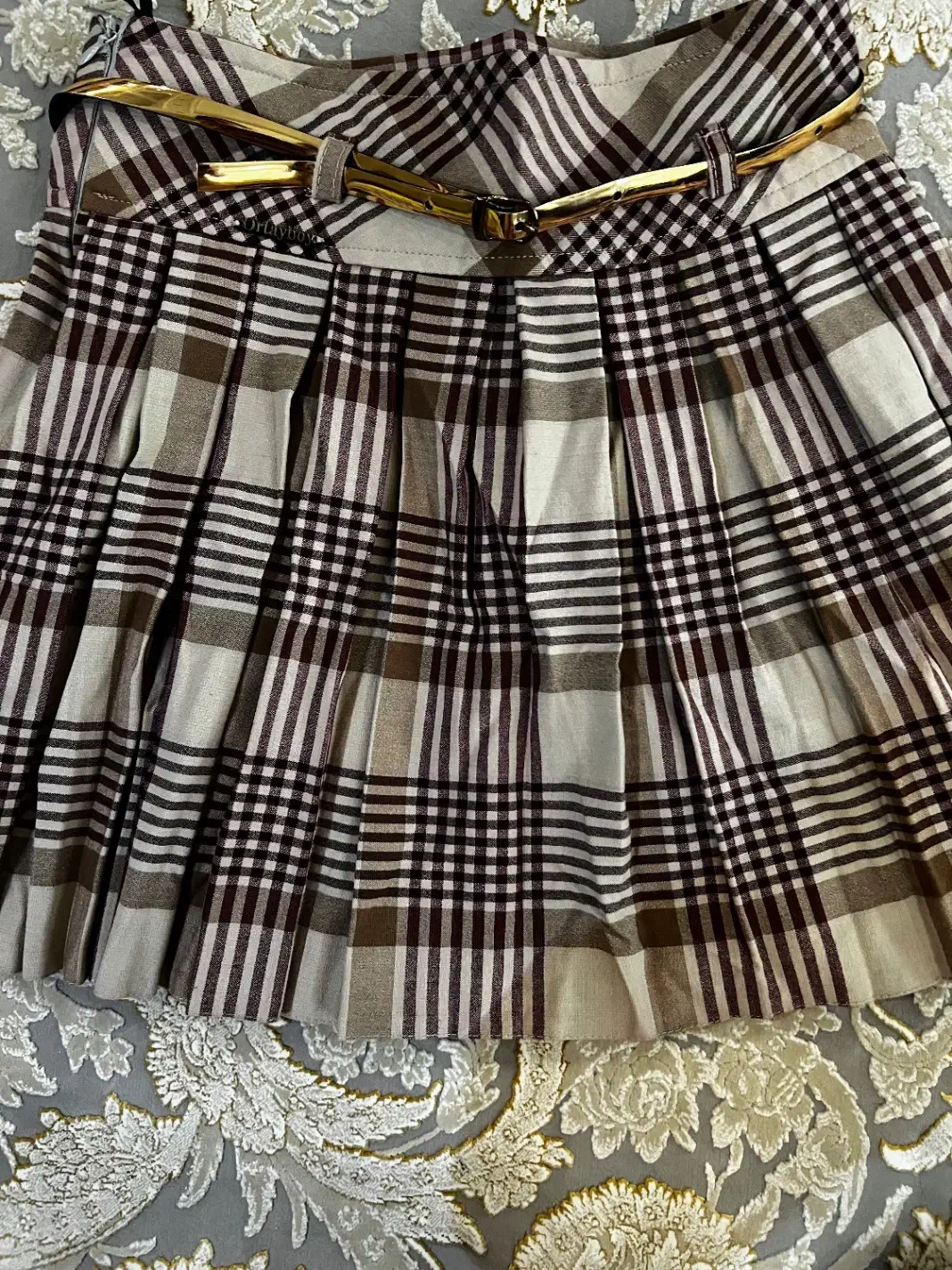 دامن پلیسه مجلسی کرم قهوه ای نونو|لباس|آسارا, |دیوار