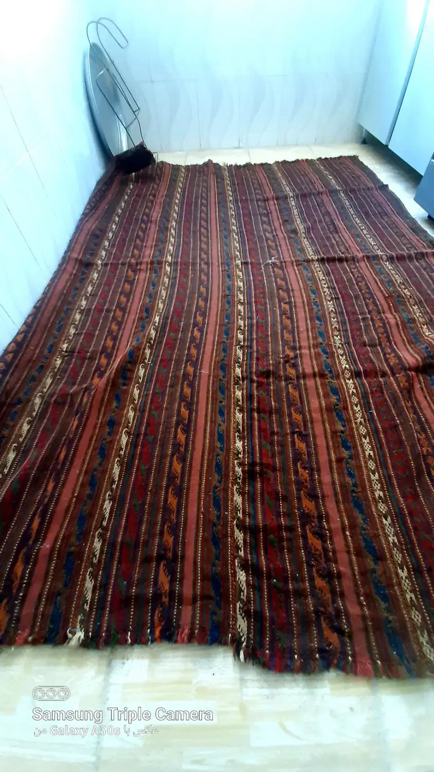 جاجیم دست باف باستانی دو تیکه|گلیم، جاجیم، گبه|کرمانشاه, |دیوار