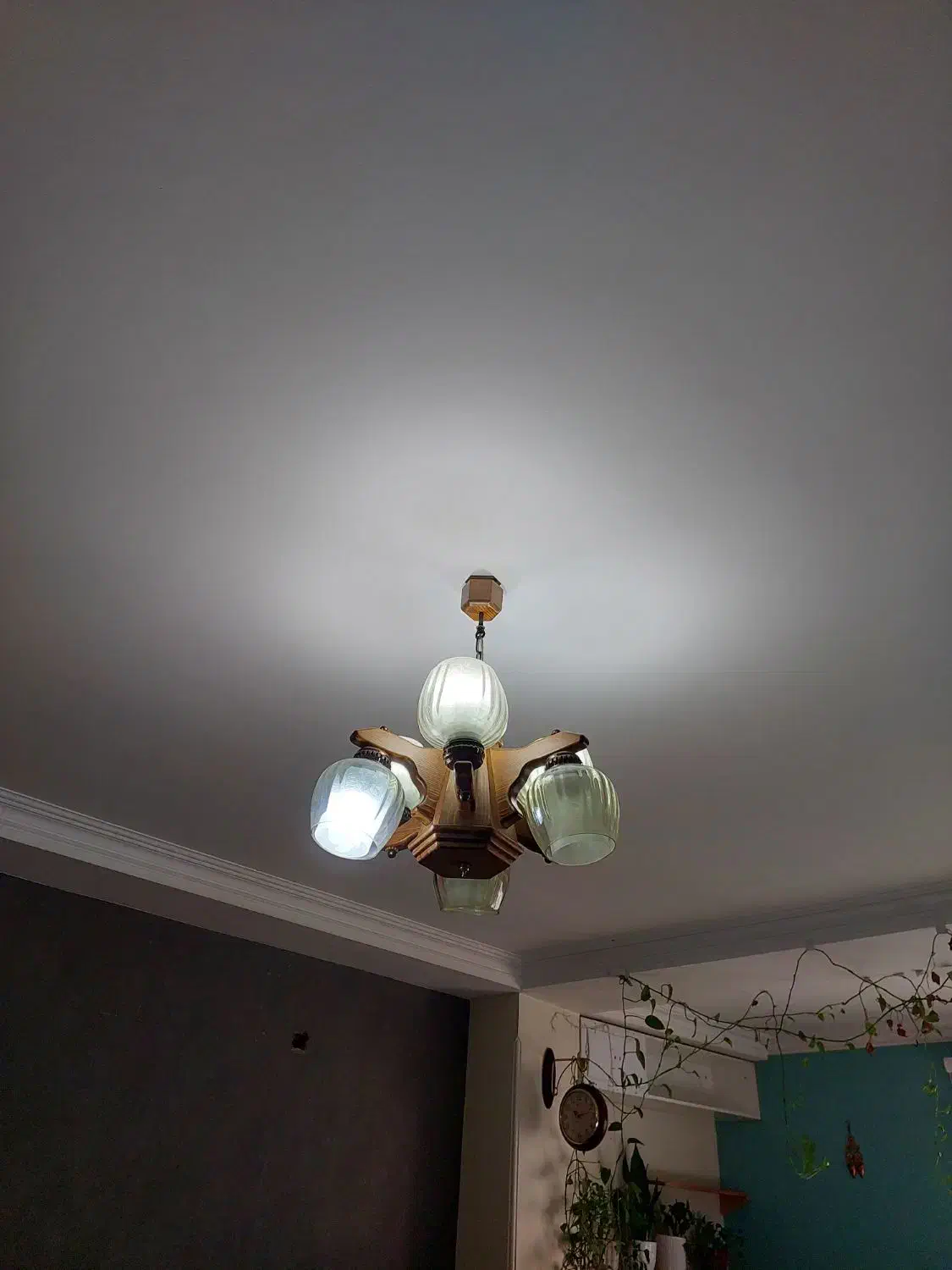 لوستر چوبی ۶ شاخه|لوستر و چراغ آویز|تهران, بهداشت|دیوار