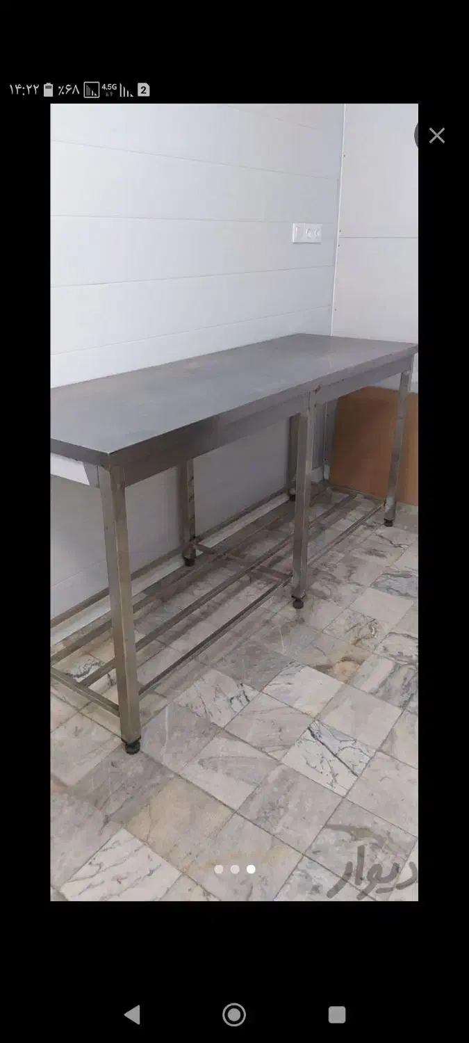 میز کار و سینک دوقلو صنعتی تمام استیل|ماشین‌آلات صنعتی|نرماشیر, |دیوار