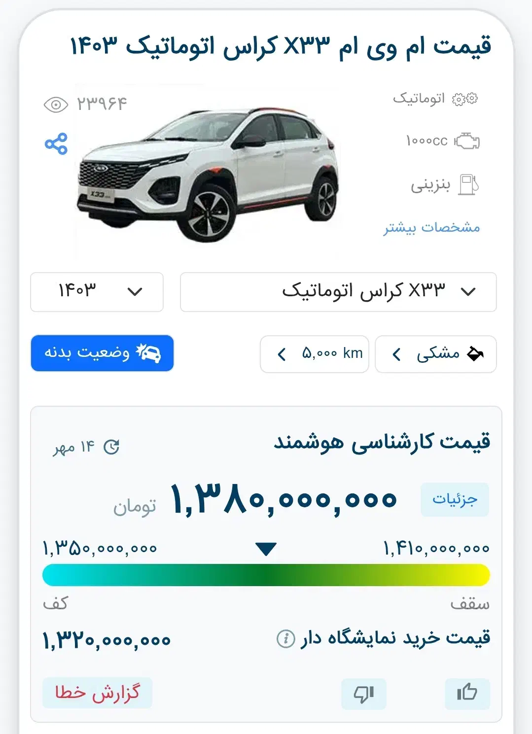 ام‌وی‌ام X33 Cross، مدل ۱۴۰۳|خودرو سواری و وانت|اهواز, کیانپارس |دیوار