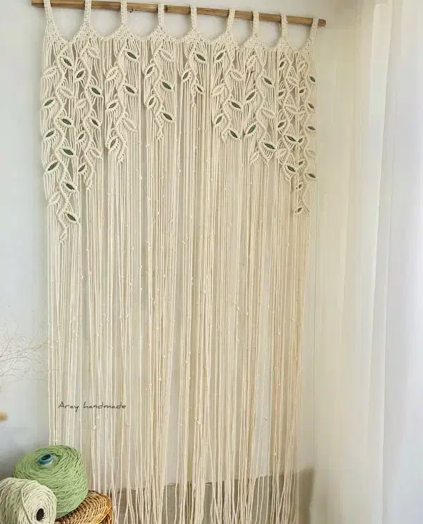 پرده مکرومه سفارشی|پرده، رانر، رومیزی|همدان, |دیوار