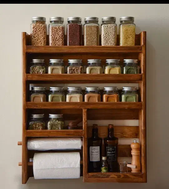 دستسازه های چوبی شلف و استند ساعت کافی بار|کتابخانه، شلف، قفسههای دیواری|بندر انزلی, آذربایجان|دیوار