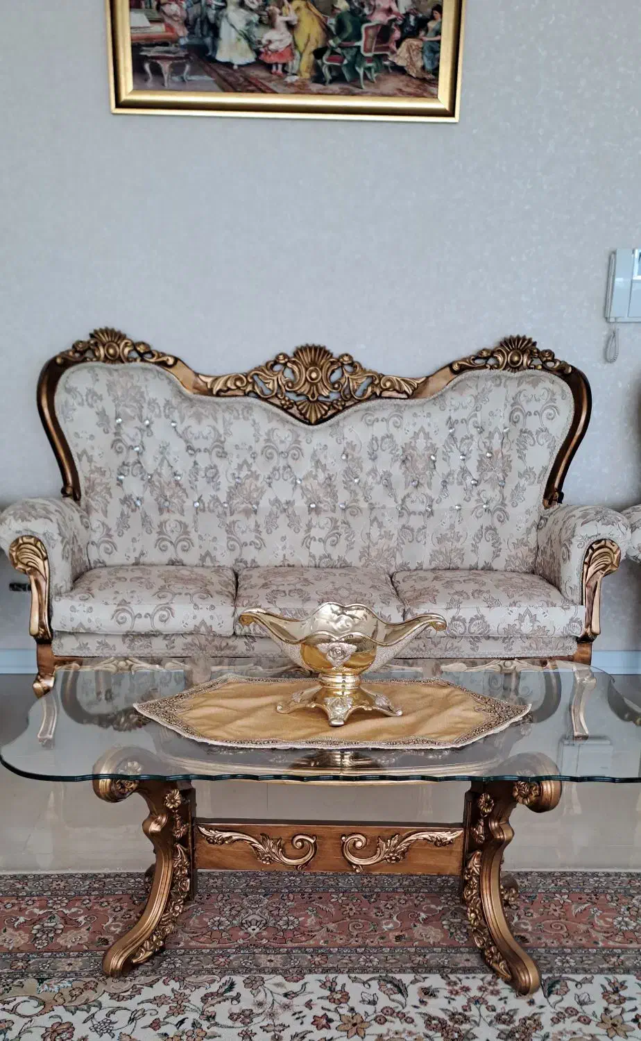 مبل سلطنتی  با چوب|مبلمان خانگی و میز عسلی|دلیجان, |دیوار