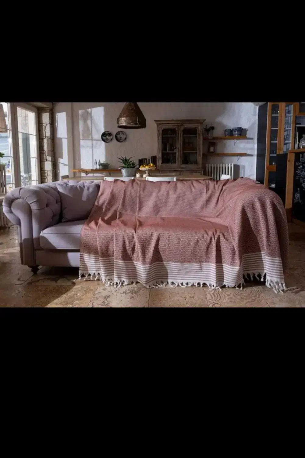 شال مبل کتان نخ ترک|رختخواب، بالش، پتو|چالوس, |دیوار