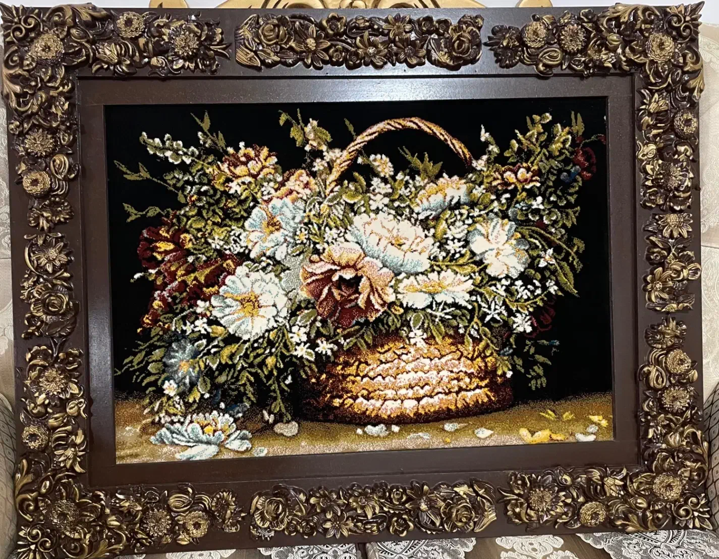 تابلو فرش ماشینی نو طرح گل|تابلو فرش|آستانه اشرفیه, |دیوار