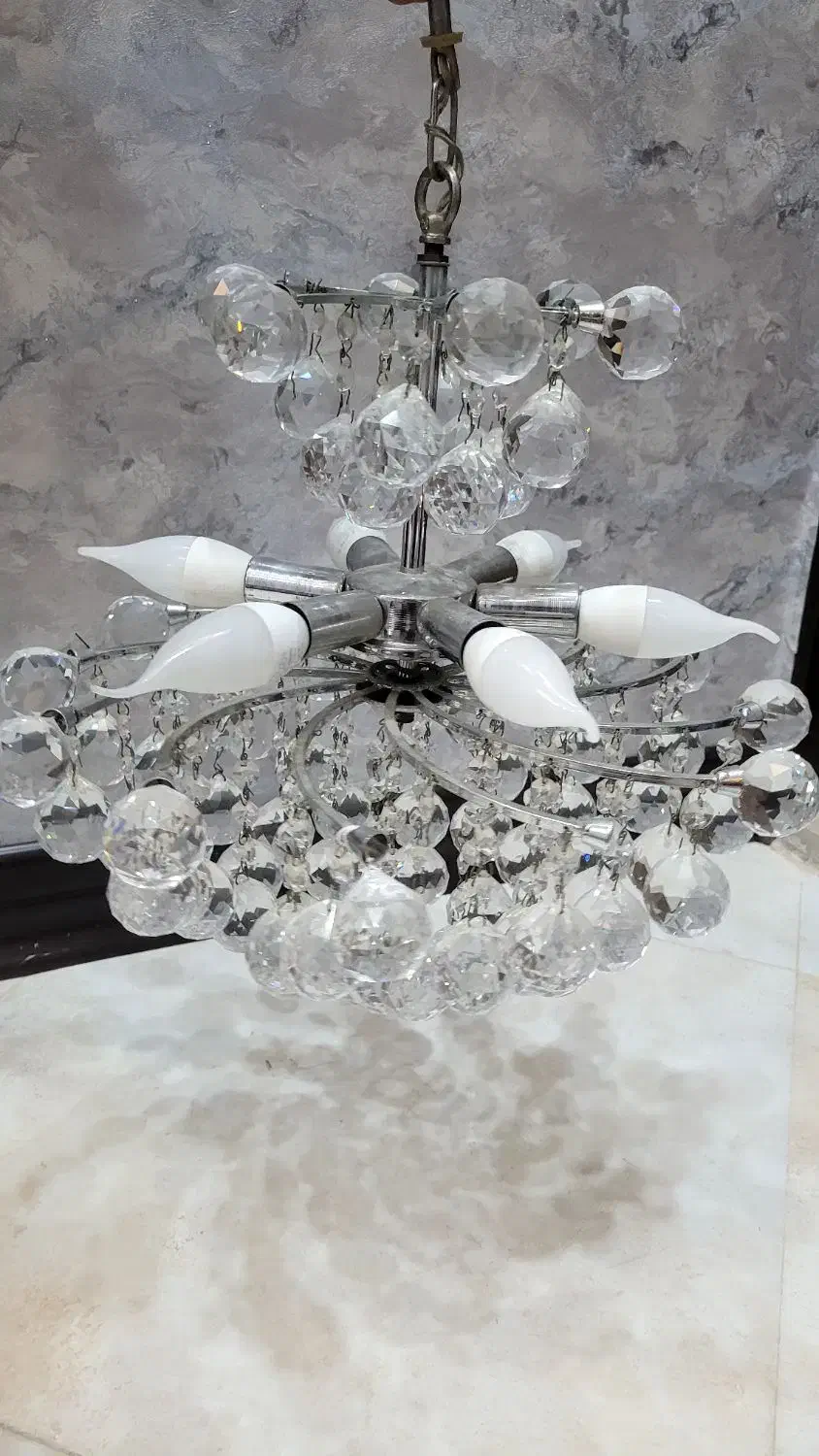 لوستر کریستالی ۱ عدد|لوستر و چراغ آویز|رشت, کوی مهر|دیوار