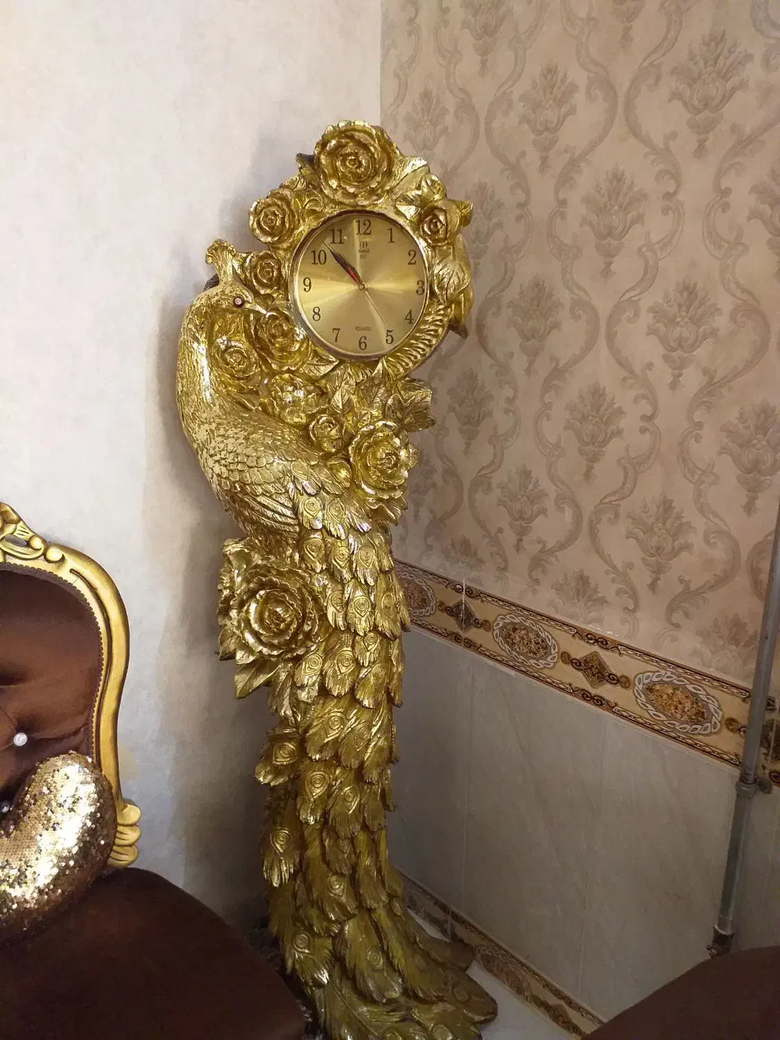 ساعت طرح طاووس فایبر گلاس|ساعت دیواری و تزئینی|تربت‌حیدریه, شهرک ولیعصر|دیوار