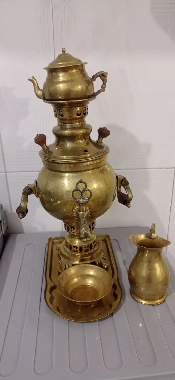 سماور ذغالی برنجی کوچک|سماور، چای‌ساز، قهوه‌ساز|قم, محمد آباد|دیوار