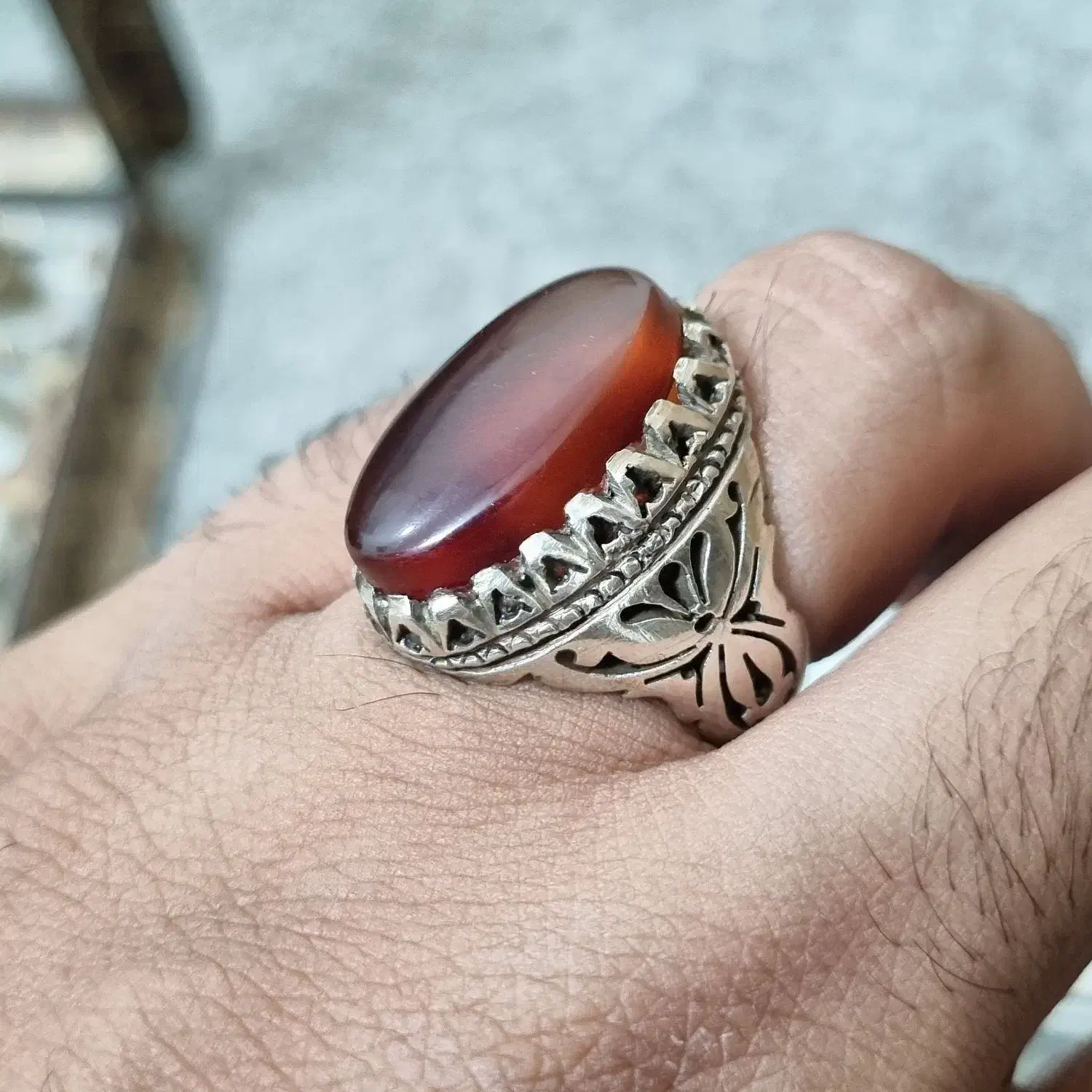 انگشتر عقیق رکاب دست ساز|کلکسیون اشیاء عتیقه|اهواز, کمپلو شمالی|دیوار