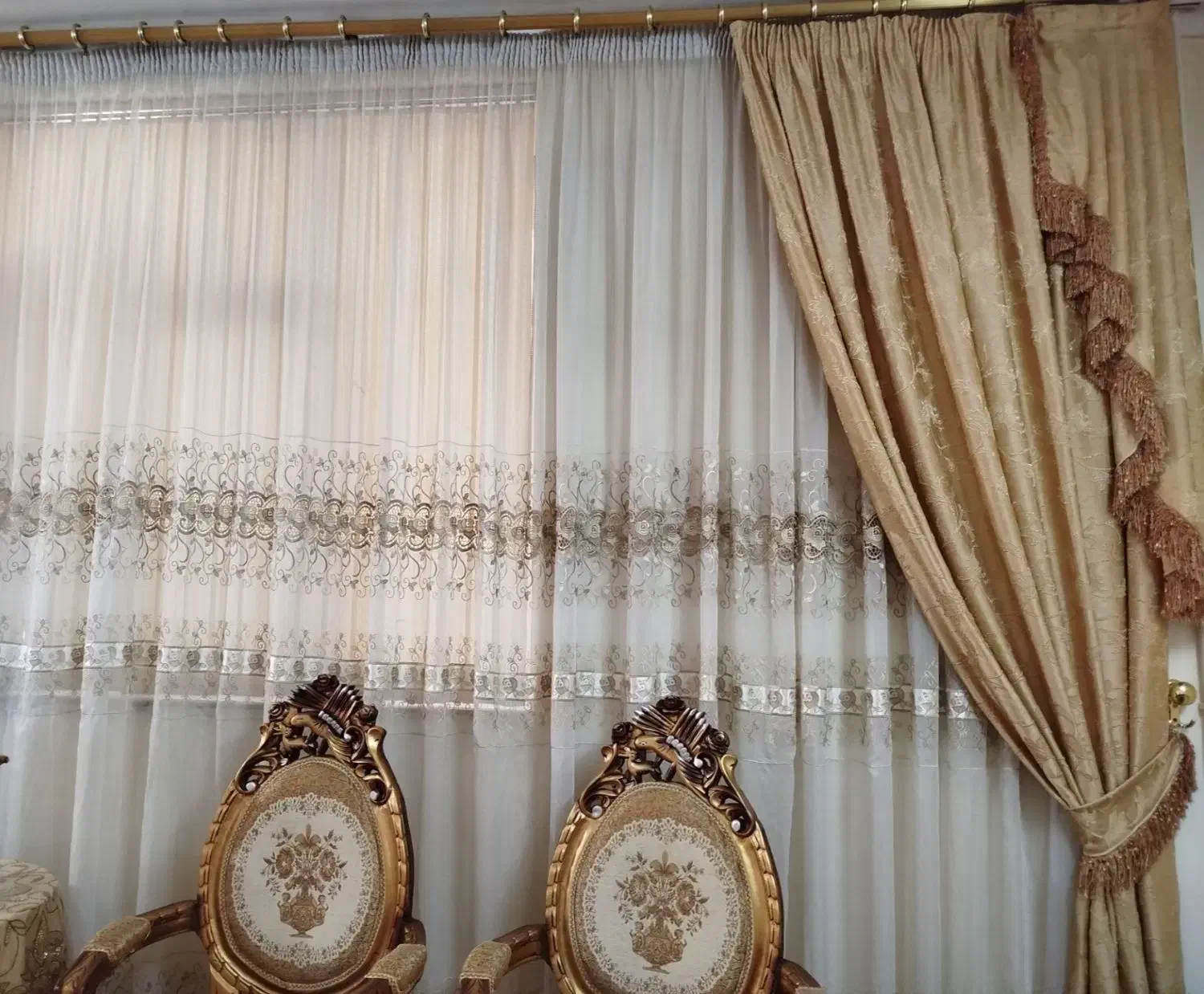 پرده حریر با والان|پرده، رانر، رومیزی|سراب, |دیوار