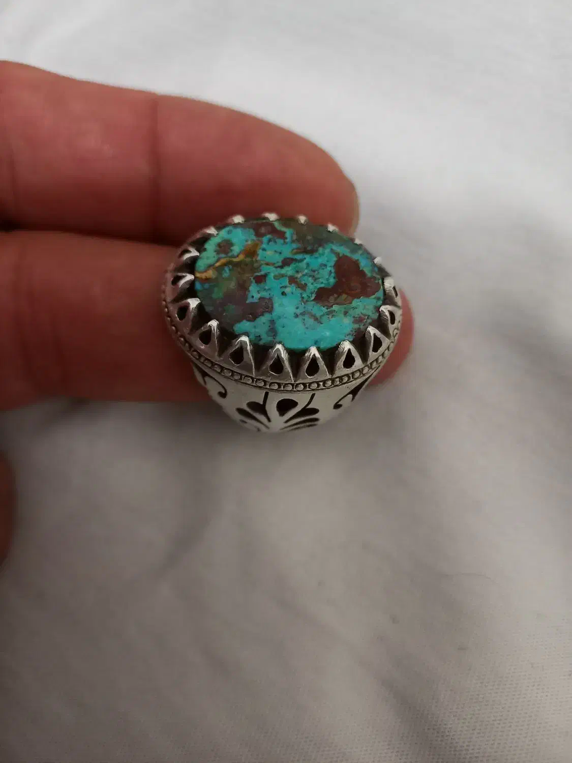 انگشتر نقره نگین فیروزه نیشابور اصل|جواهرات|معصومیه, |دیوار