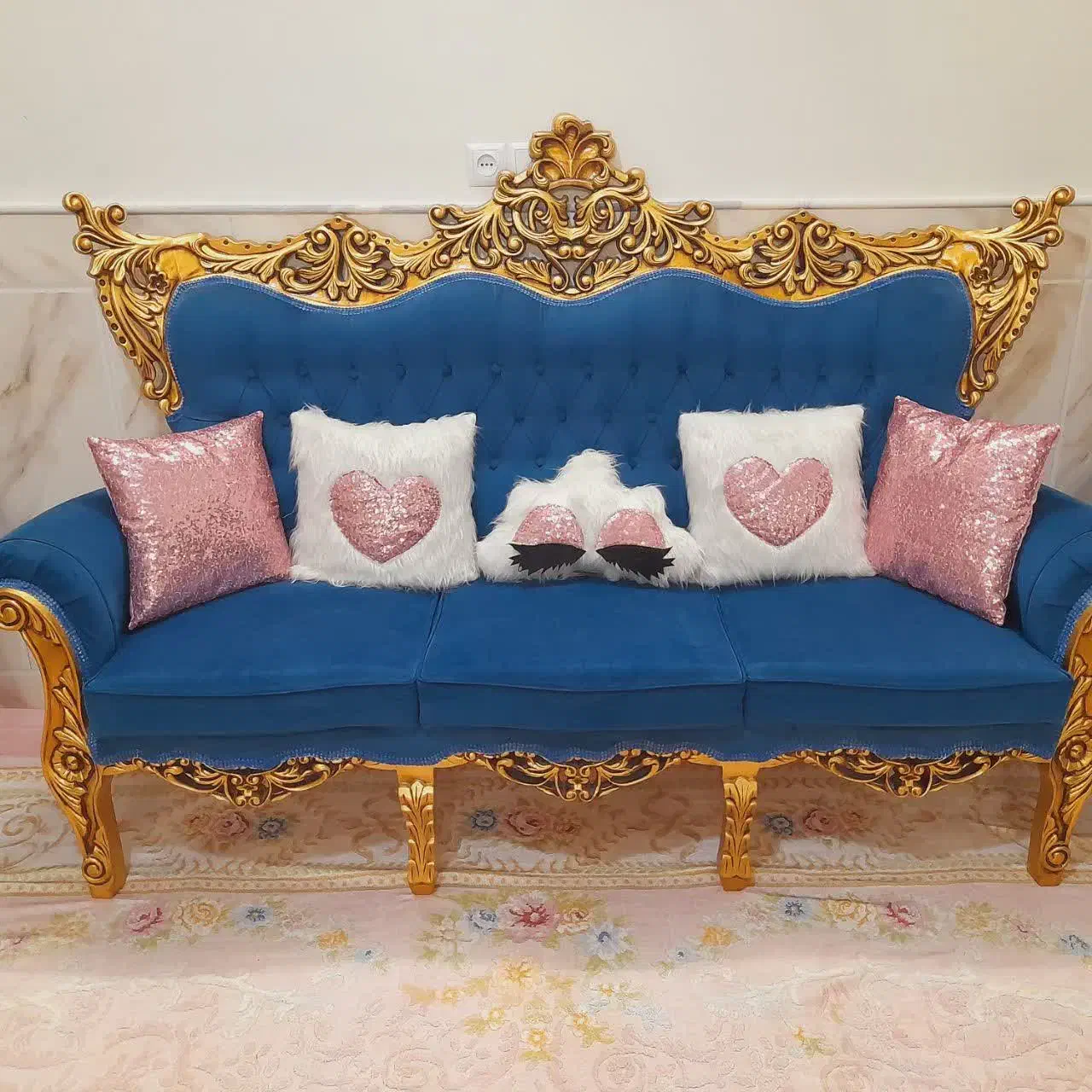 مبل سلطنتی آبی درباری|مبلمان خانگی و میز عسلی|محمدشهر, همایون ویلا|دیوار