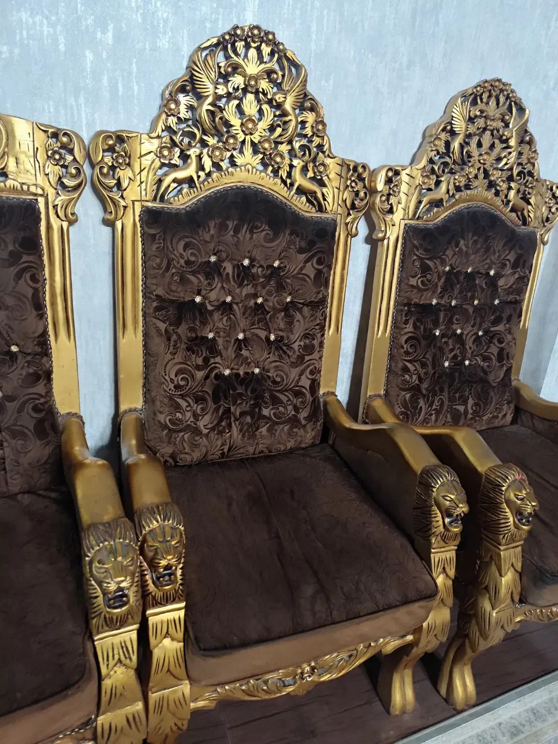 مبل سلطنتی 9 نفره کله شیری چوب راش|مبلمان خانگی و میز عسلی|زیباشهر, |دیوار