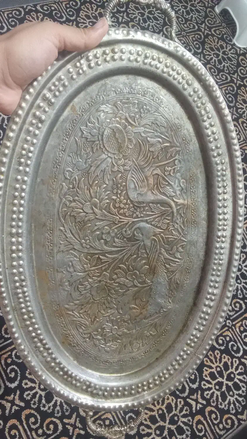 سینی مس قدیمی|کلکسیون اشیاء عتیقه|زابل, |دیوار