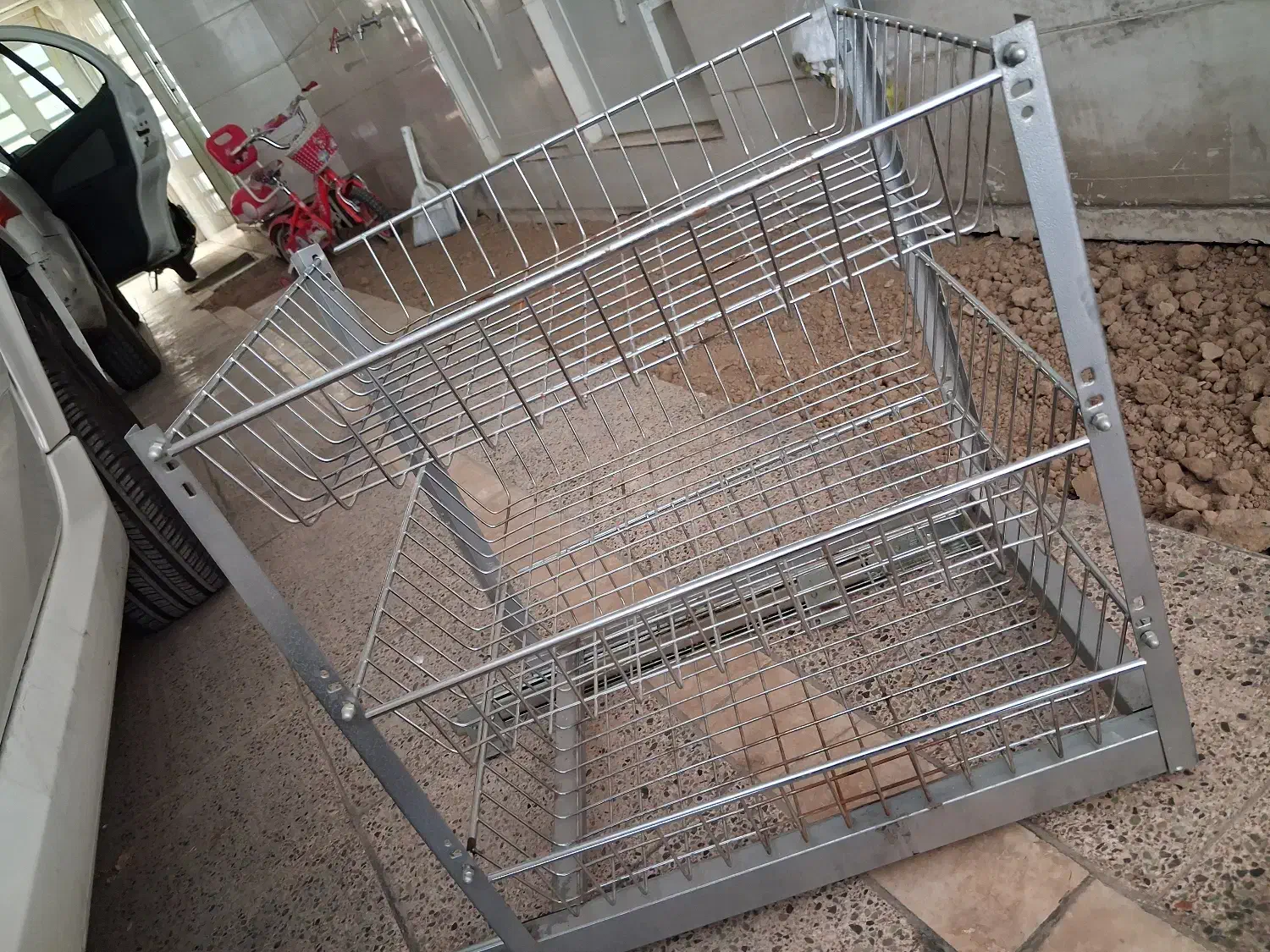 سبد سوپری نظم دهنده استیل کف ریلی داخل کابینتی|آب‌چکان و نظم‌دهنده ظروف|ری, دیلمان|دیوار