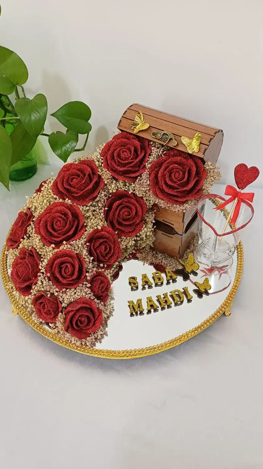 سینی حنا ، دسته گل ، گیفت ، شمع|صنایع دستی و سایر لوازم تزئینی|لردگان, |دیوار