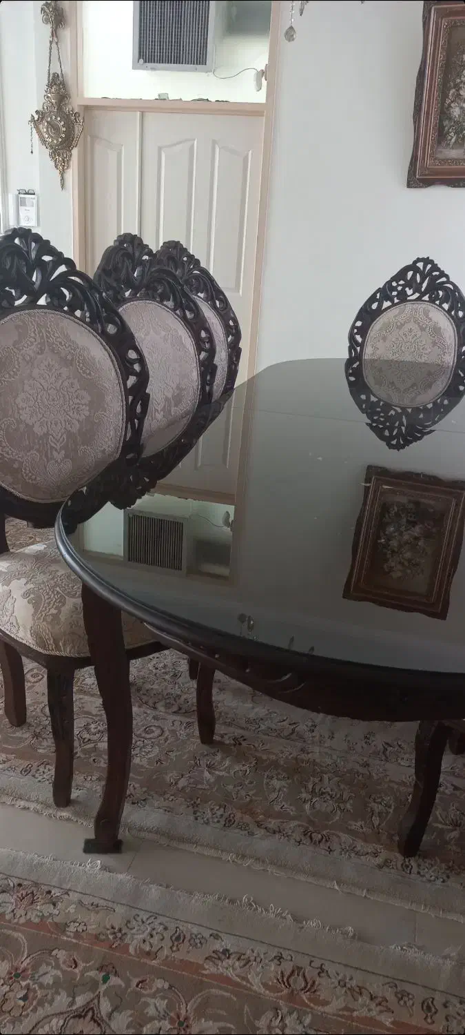 میز غذا خوری چوبی سالم|میز و صندلی غذاخوری|خسروشاه, |دیوار