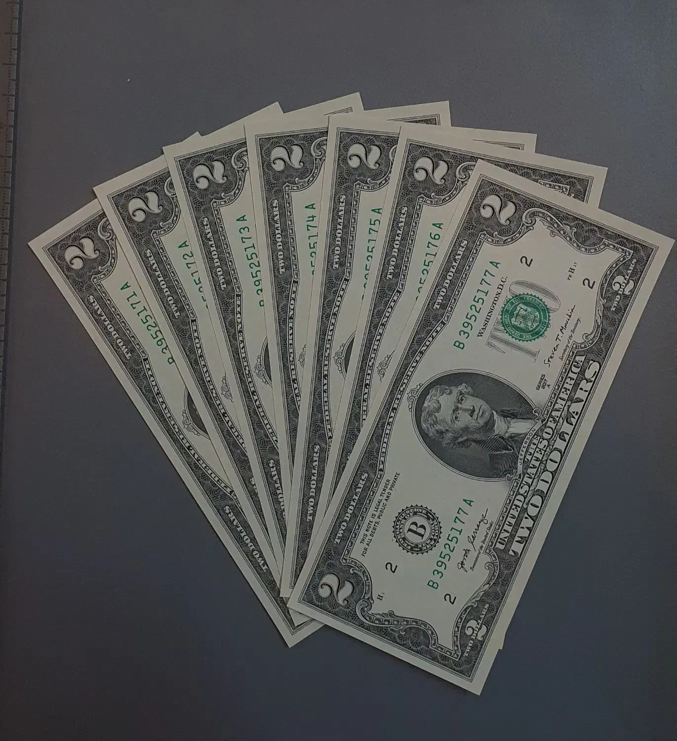 هفت برگ دو دلاری ۲۰۱۷ سریال کیفیت بانکی نو|کلکسیون سکه، تمبر، اسکناس|تهران, فلسطین (میدان انقلاب)|دیوار