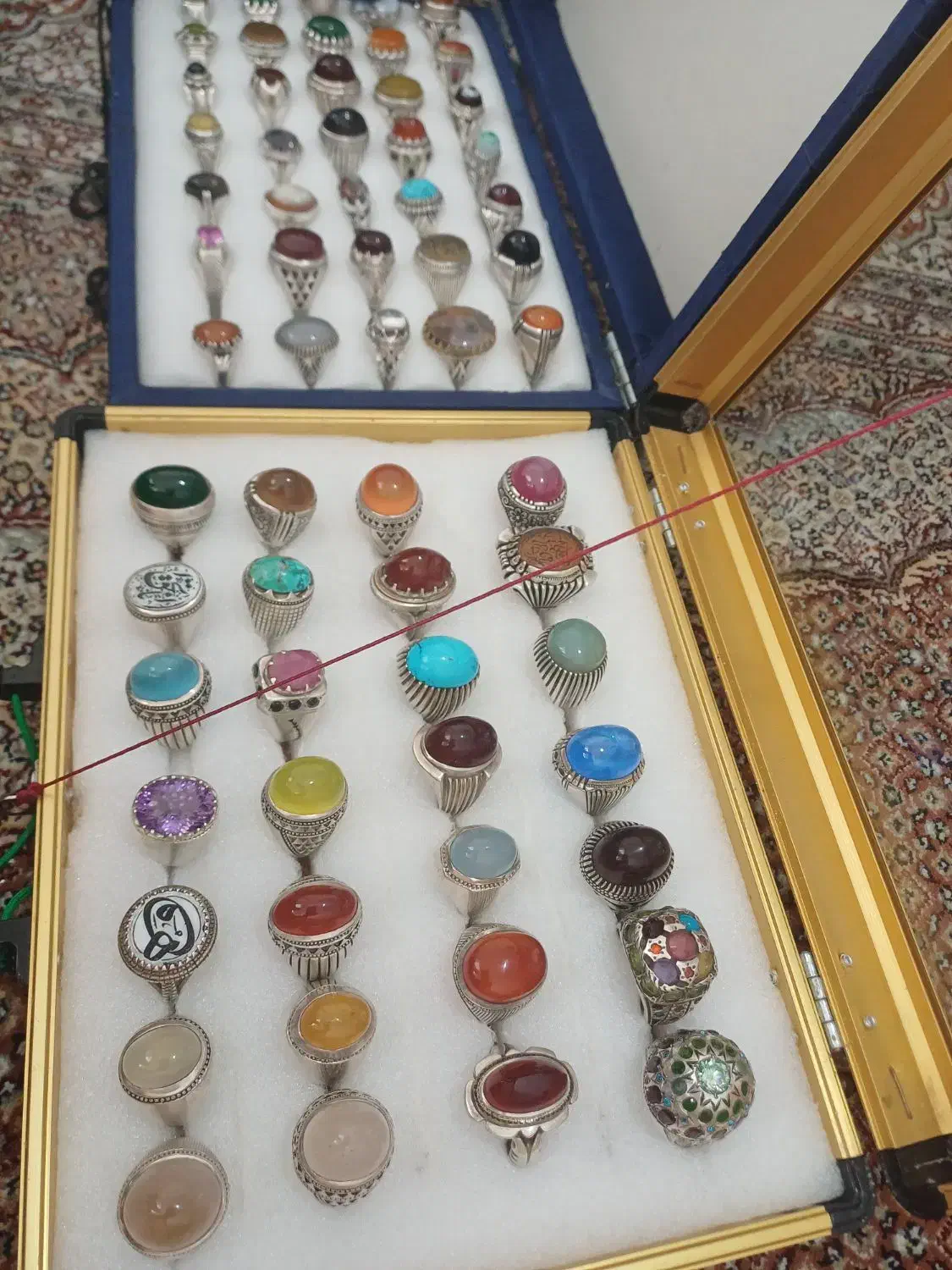 انگشتر نقره عقیق شجر فیروزه یاقوت|جواهرات|ارومیه, |دیوار