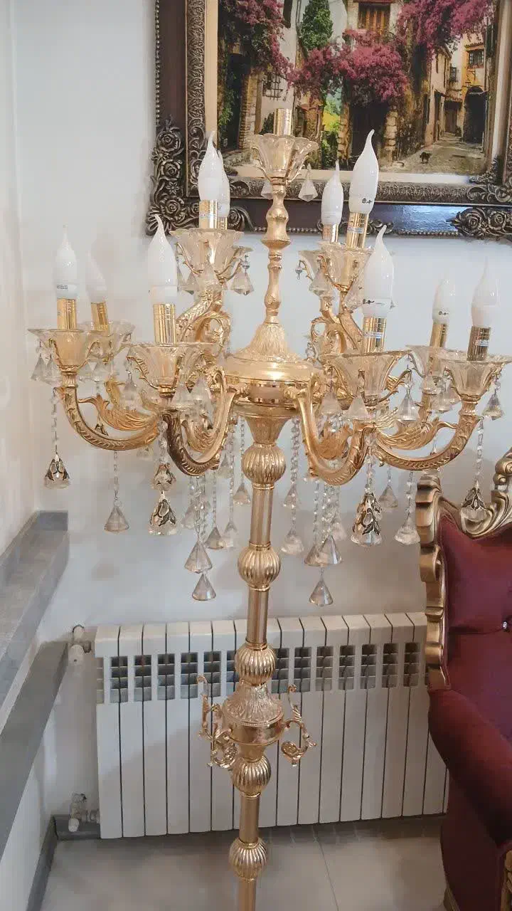 دو عدد لوستر ایستاده 13 شعله سالم و تمیز|لوستر و چراغ آویز|مشهد, خاتم الانبیا|دیوار