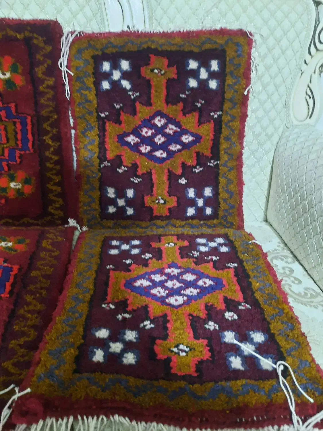 فرش دستباف رو صندلی ماشین|گلیم، جاجیم، گبه|نسیمشهر, |دیوار