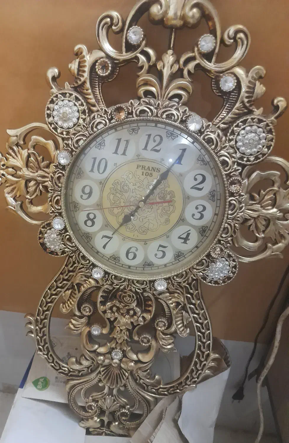 ساعت دیواری طلایی بزرگ|ساعت دیواری و تزئینی|باغ ملک, |دیوار