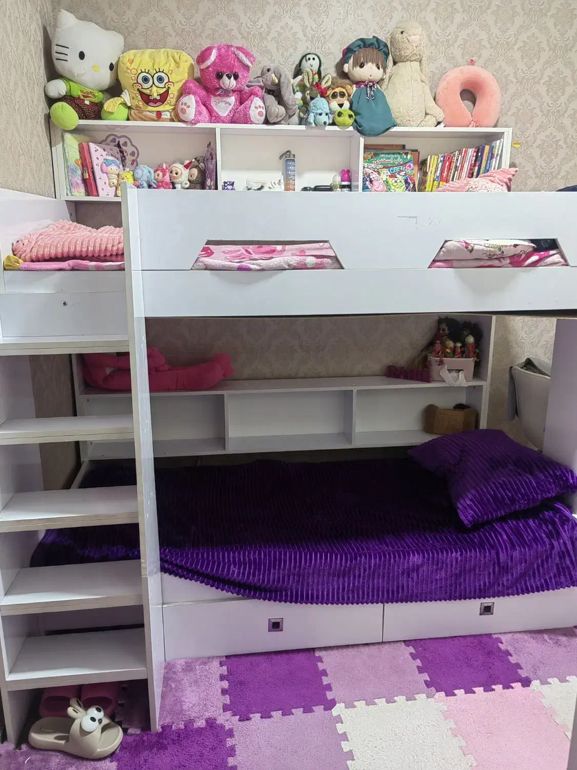 تخت دوطبقه سفید|تخت و سرویس خواب|بندر امام خمینی, |دیوار