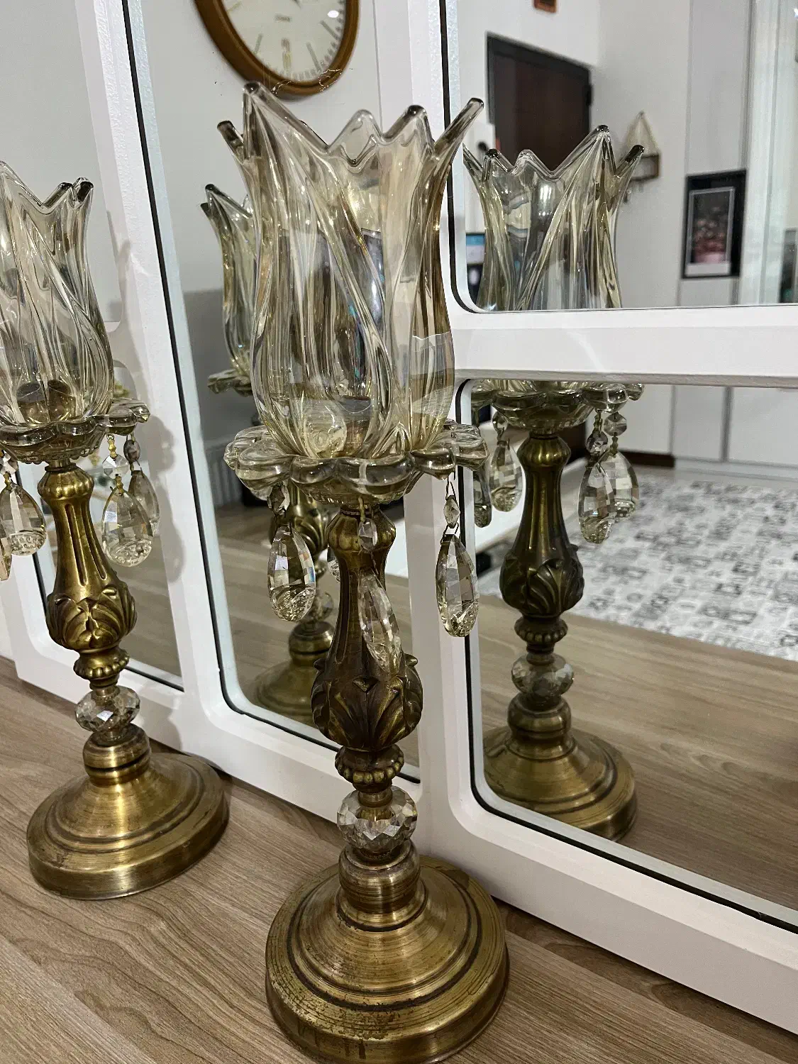 شمعدونی بدنه برنز|لوستر و چراغ آویز|گلستان (تهران), |دیوار