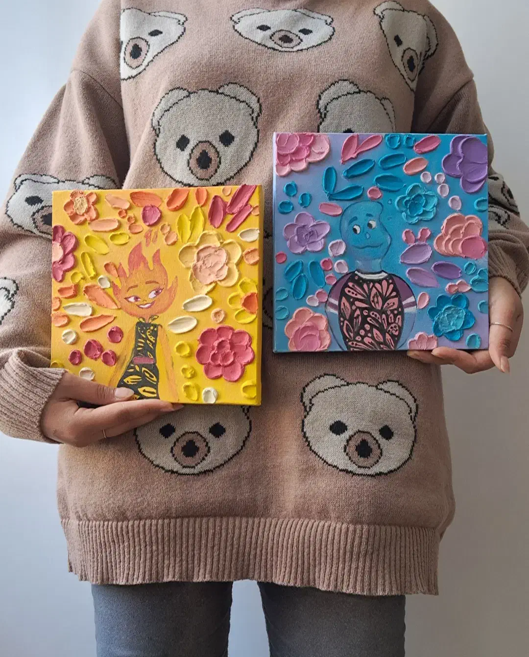 ست دوتایی تابلو فانتزی برجسته فانتزی آتش و آب|تابلو، نقاشی، عکس|شیراز, قدوسی شرقی|دیوار