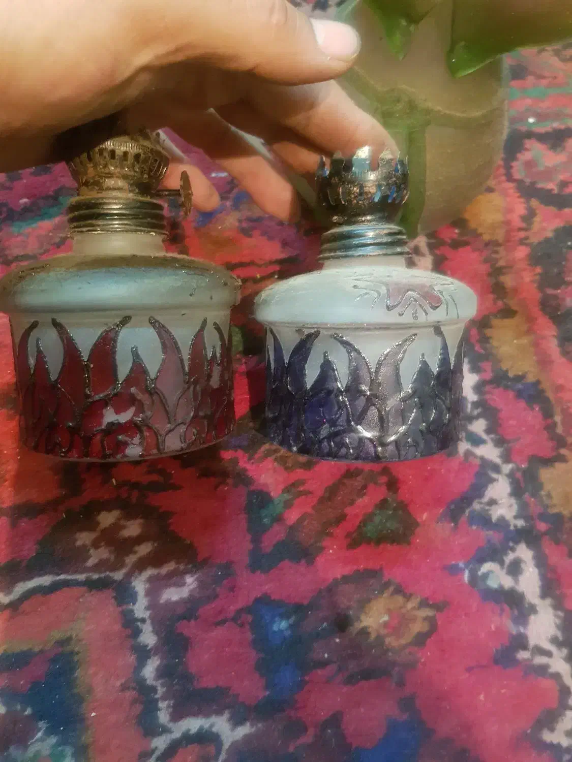 چراغ نفتی گلدان اب میوه گیر قدیمی|کلکسیون اشیاء عتیقه|تبریز, |دیوار