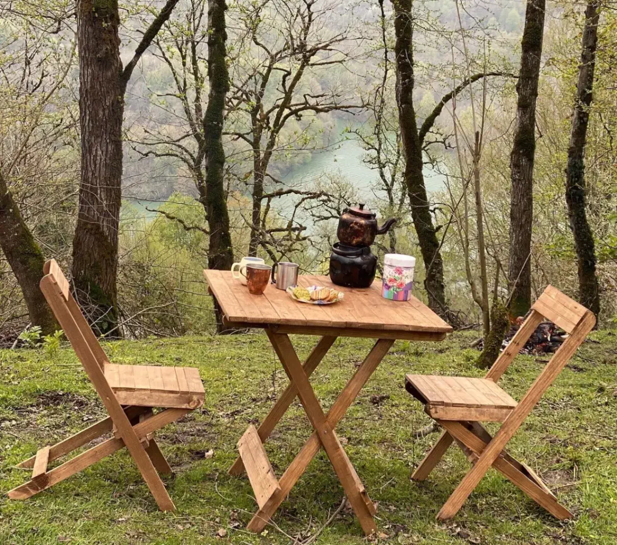 میز صندلی چوبی تاشو|میز و صندلی غذاخوری|ساری, |دیوار