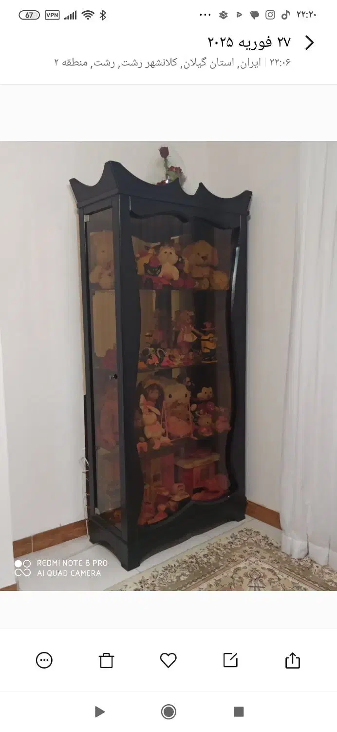 ویترین تمیز و سالم|بوفه، ویترین، کنسول|رشت, چله خانه|دیوار