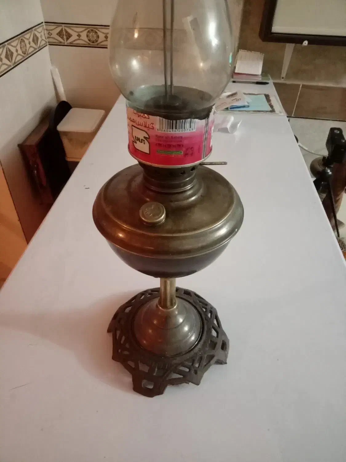 چراغ نفتی آبی سوز|کلکسیون اشیاء عتیقه|گنبد کاووس, |دیوار