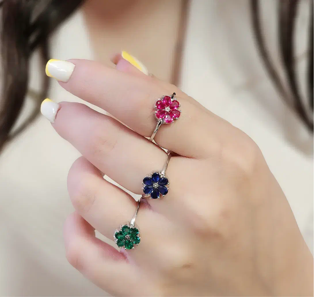 انگشتر جواهری تمام نقره مدل گل|بدلیجات|تبریز, |دیوار