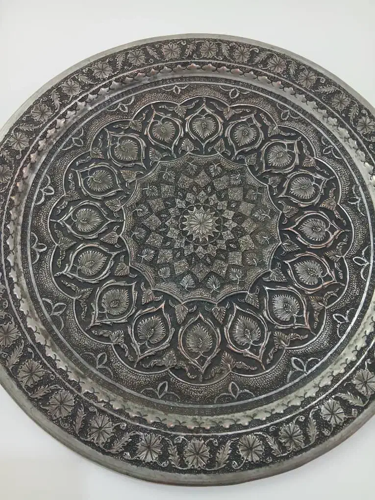 سینی و افتابه لگن مسی قدیمی|کلکسیون اشیاء عتیقه|فسا, |دیوار