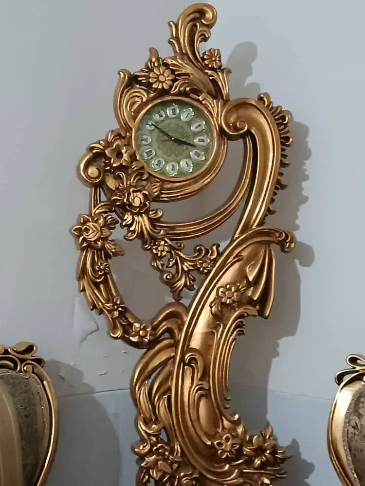 ساعت چوبی رنگ طلایی ثابت|ساعت دیواری و تزئینی|یزد, |دیوار