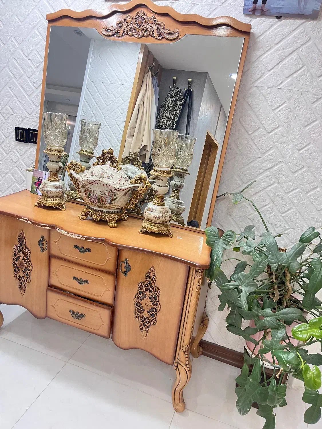 اینه کنسول سلطنتی|بوفه، ویترین، کنسول|مبارکه, |دیوار