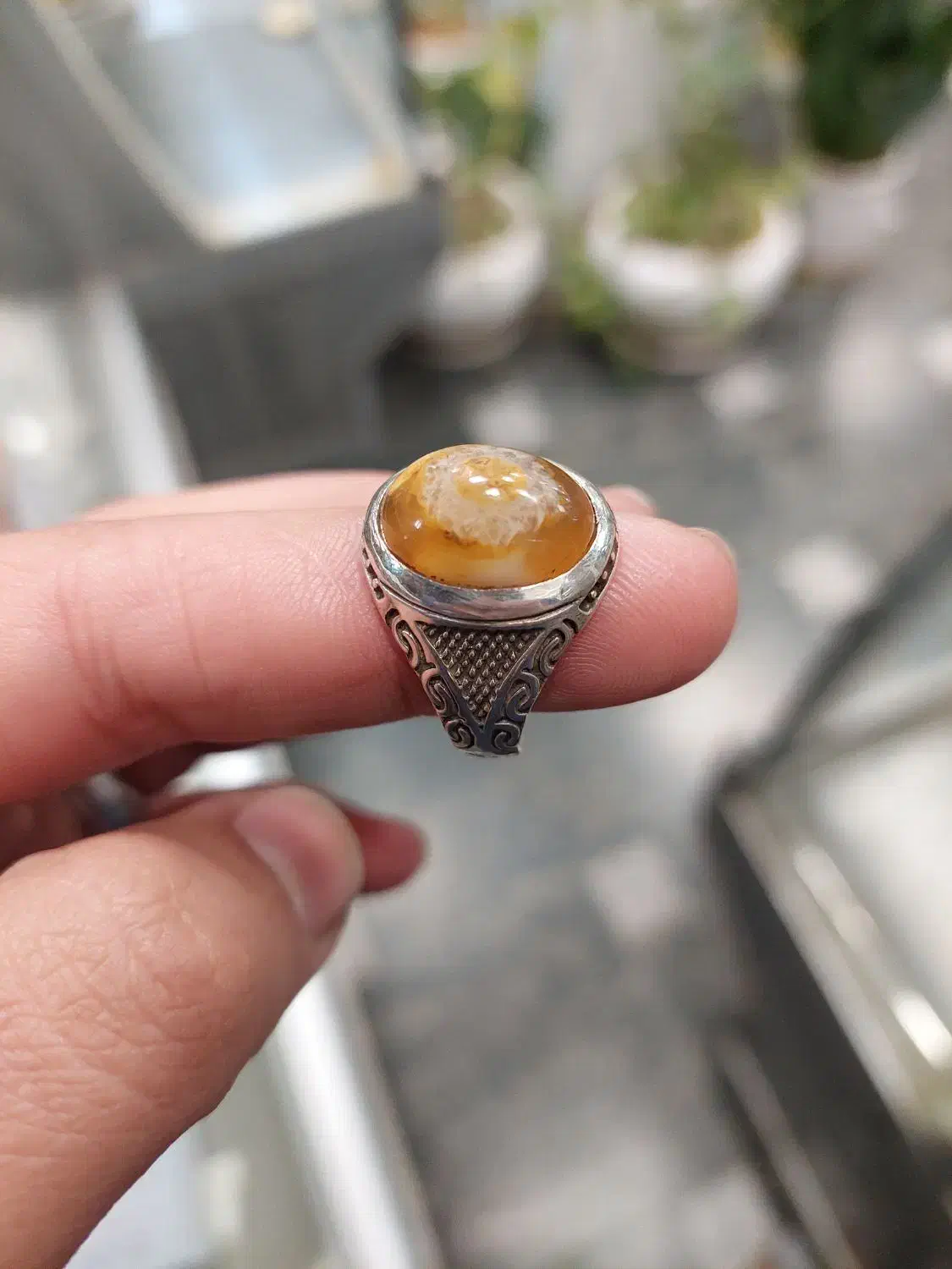 انگشتر عقیق یمنی و باباقوری|جواهرات|آران و بیدگل, |دیوار