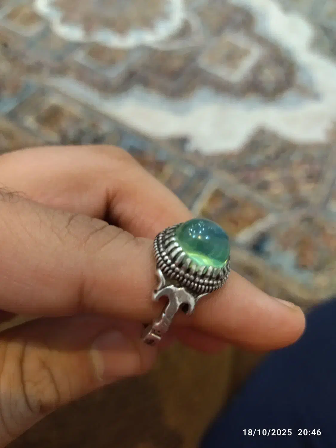 انگشتر نقره یاقوت سبز|جواهرات|رامهرمز, |دیوار