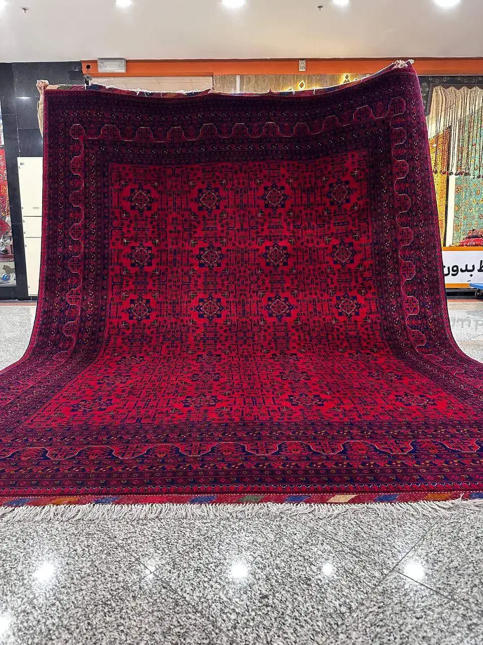 فرش دستبافت 12متری نقش بخارایی رنگ لاکی گیاهی|فرش|مشهد, فلسطین|دیوار