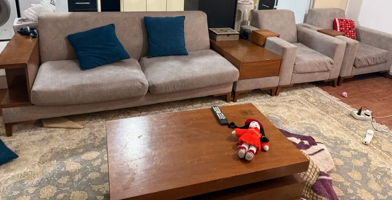 مبل تمام چوب راش نه نفره ومبل راحتی پنج نفره چستر|مبلمان خانگی و میز عسلی|الیگودرز, |دیوار