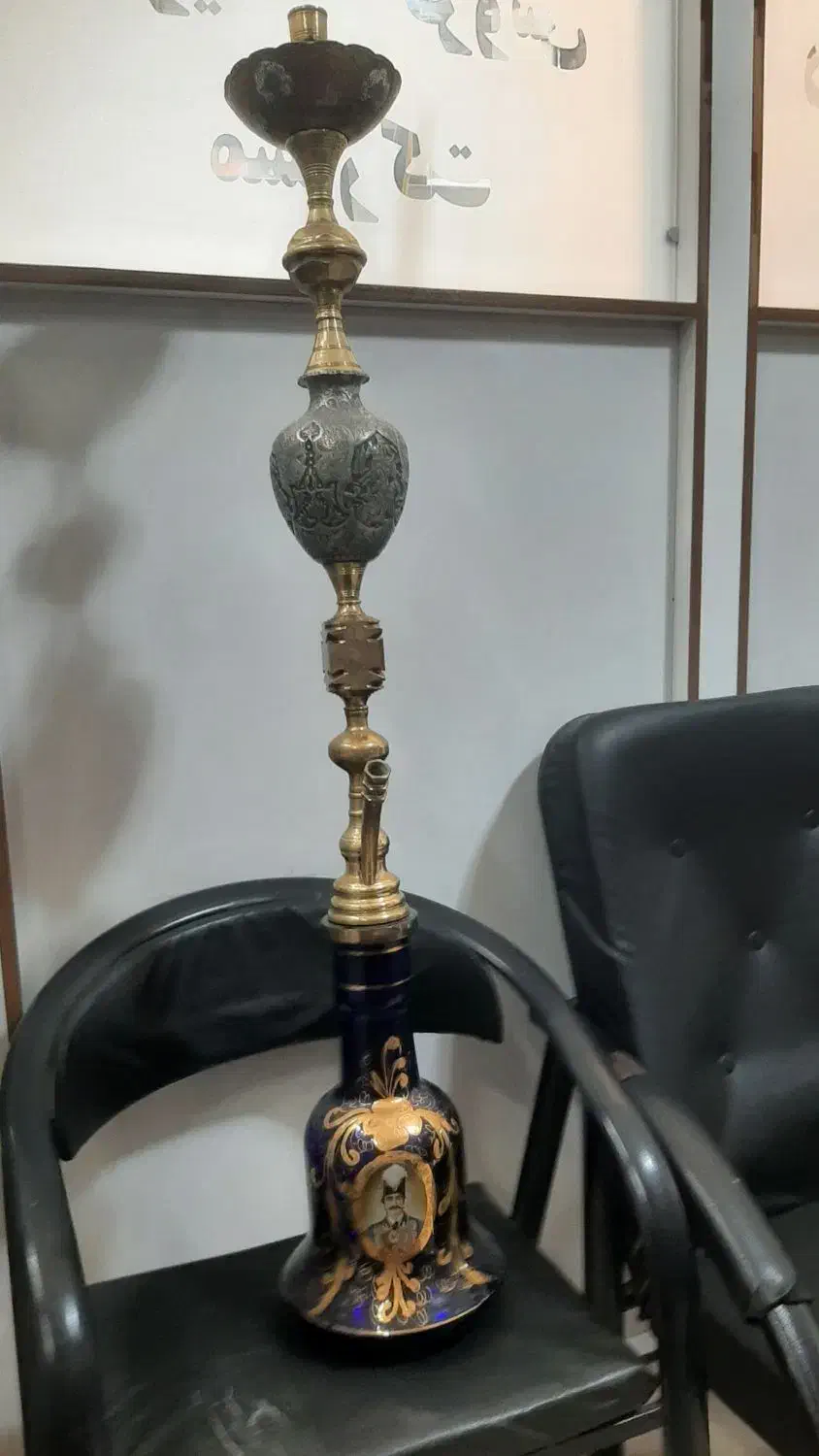 قلیون برنجی و قدیمی قلم کار استاد نادر حاج اوغلی|کلکسیون اشیاء عتیقه|تهران, دانشگاه شریف|دیوار