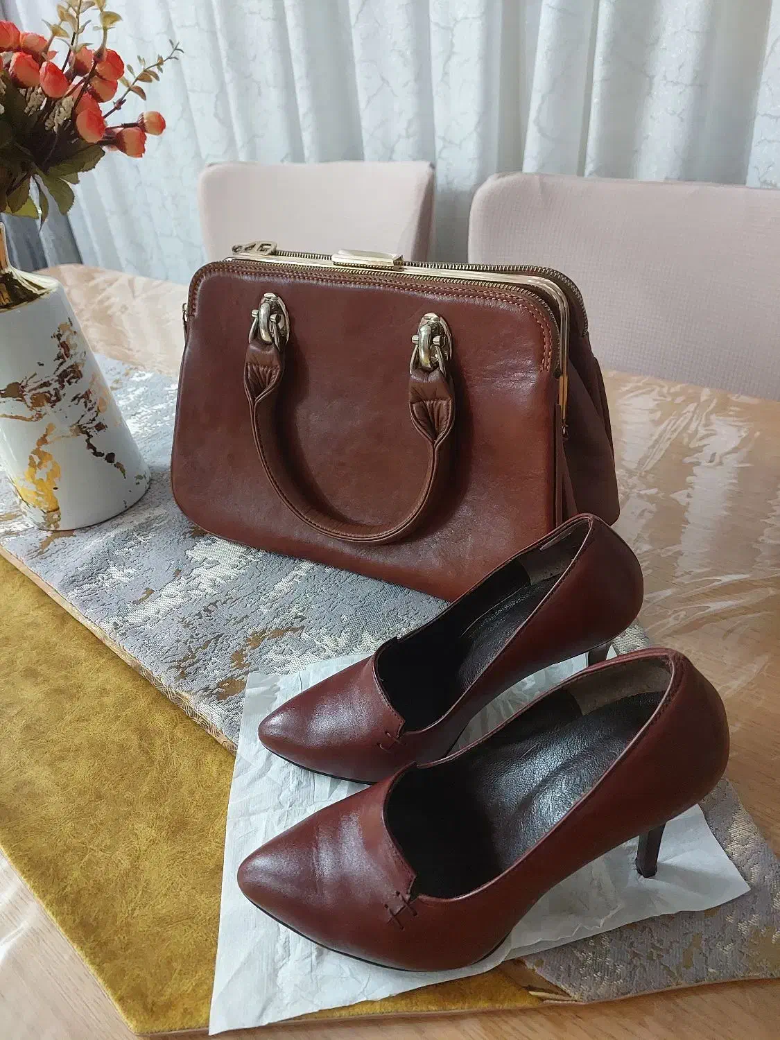 ست کیف و کفش چرم طبیعی|کیف، کفش، کمربند|اسلام‌شهر, شهرک مصطفی خمینی|دیوار