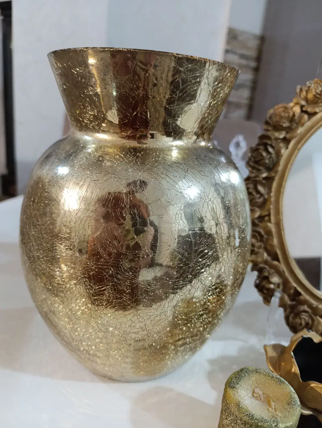 گلدان آینه شمع وجاشمعی|صنایع دستی و سایر لوازم تزئینی|گنبد کاووس, |دیوار