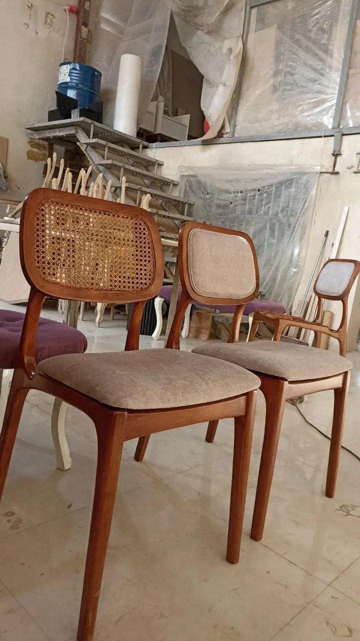 صندلی تمام چوب پشت حصیری|میز و صندلی غذاخوری|جاجرود, |دیوار