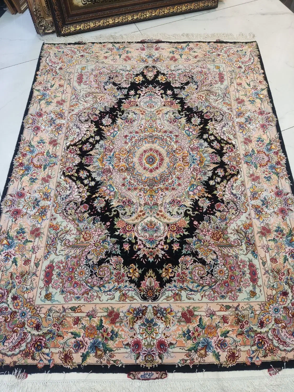 قالیچه دستبافت 3متری خطیبی. مشکی 55رج|فرش|تهران, پونک|دیوار