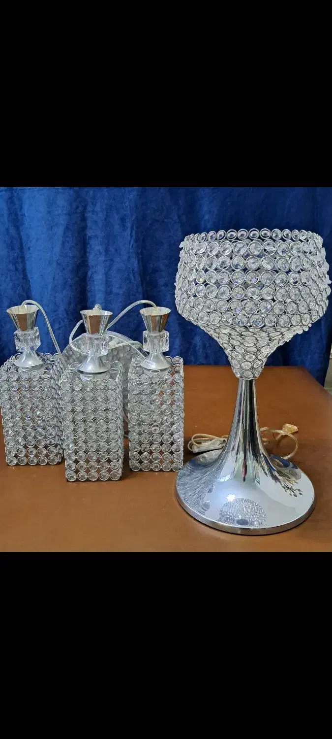 لوستر سه شعله آویز و آباژور رومیزی|لوستر و چراغ آویز|تبریز, |دیوار