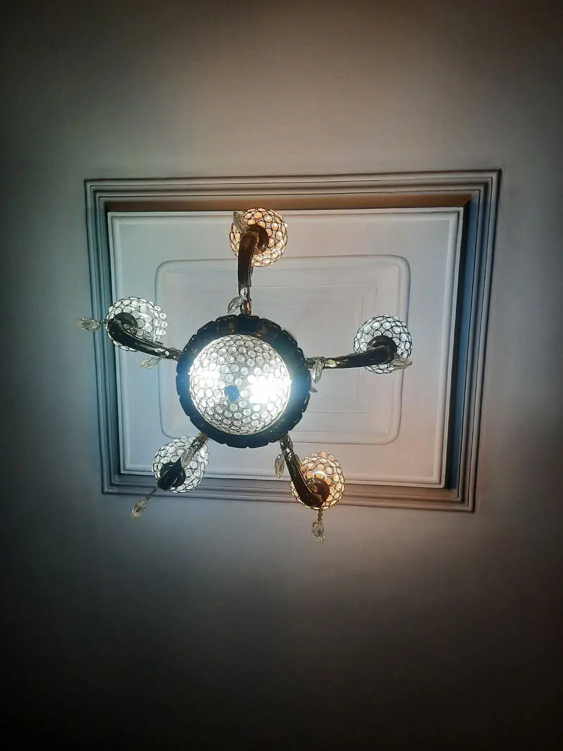 لوستر پنج شاخه برنجی|لوستر و چراغ آویز|الوند, |دیوار